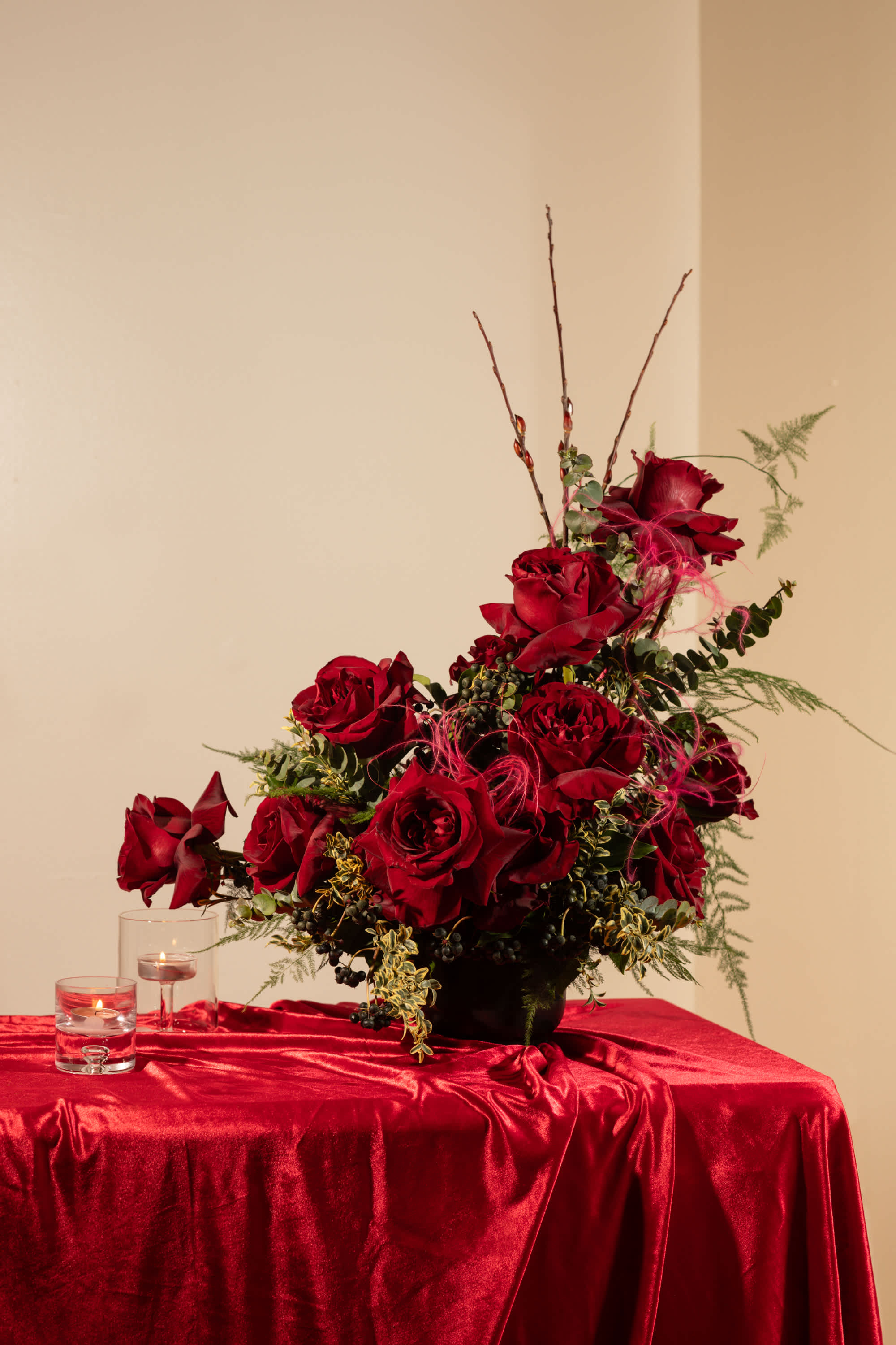 The "Bakers Dozen" Vase Arrangement  - Gift them with our classic Baker's Dozen vase arrangement using 13 of our best rose blooms.  Want to upgrade to 2 or 3 dozen, give us a call so we can place this order for you!   ***Please let us know in the "Florist Notes" your rose color preference otherwise we will choose at our discretion. ***