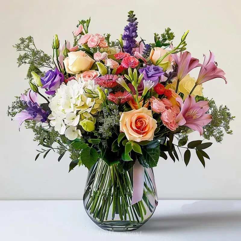 Mom's Dreamer's Delight - Spread love with this stunning bouquet, full of heartwarming seasonal blooms. PLEASE NOTE: Flower stems in the image are NOT GUARANTEED, we will use seasonal flowers in keeping with the holiday theme. Containers will vary! 