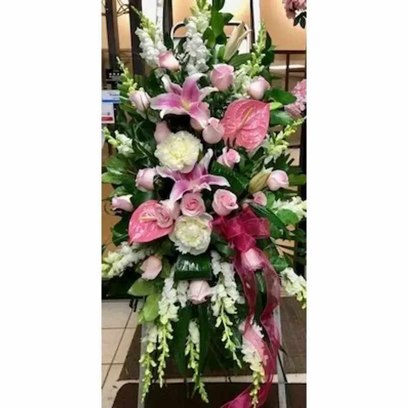 Pink Lush Standing Spray - Pretty and pink lush standing spray. picture shown is the large amount. 
