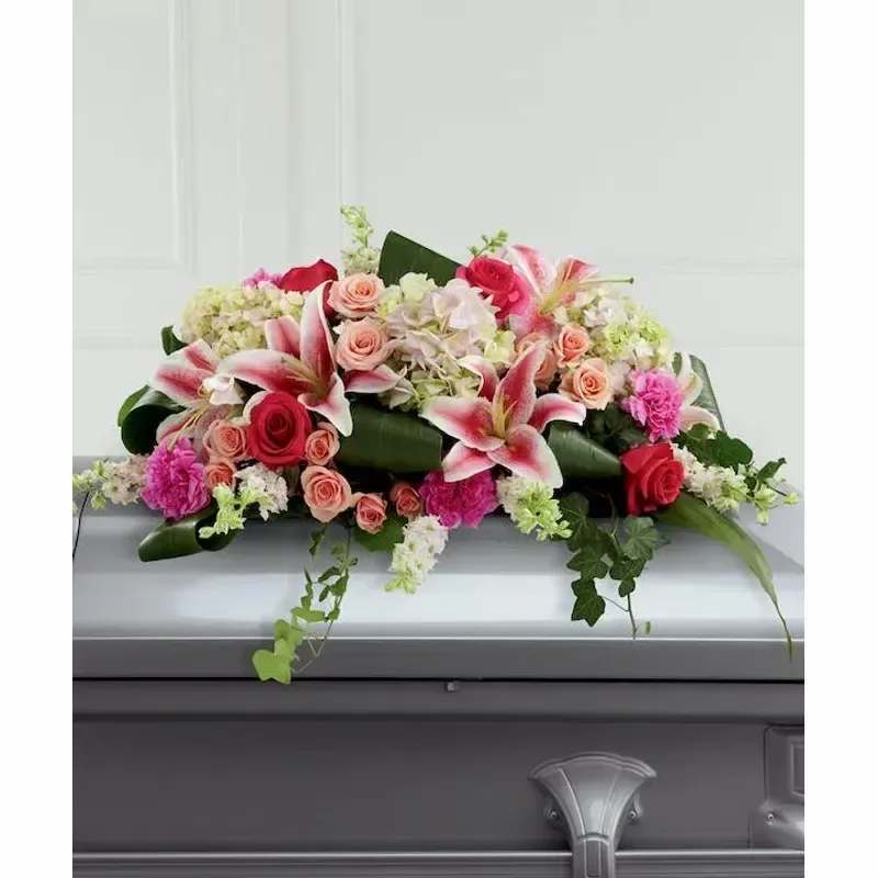 Fairwell Design - Simple colourful Casket Spray. 