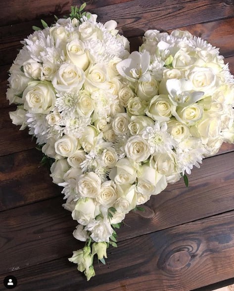 My Heart will Always Belong to You - Custom designed heart stands. Placed on a tall ease, this is the perfect final tribute.  Please call us for custom designed funeral florals . We have a funeral floral specialist on staff Tuesday through Saturday and are always available for special orders by phone from 6:00am to 10:00 pm 7 days a week. After hours phone number: 714-624-1661  See our custom funeral work on Instagram @flowerallieeveryday 