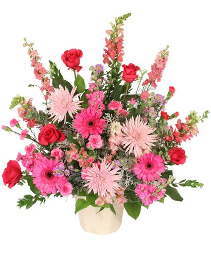BEAUTIFUL SOUL  - A beautiful funeral arrangement in vase (Different colors/different flowers may be possible depending on availability. Please call to make sure we have the color and flowers you're looking for, thank you!)