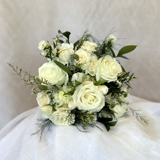 White Prom Posie  - This perfect sized posie will be sure to enhance your Prom! 