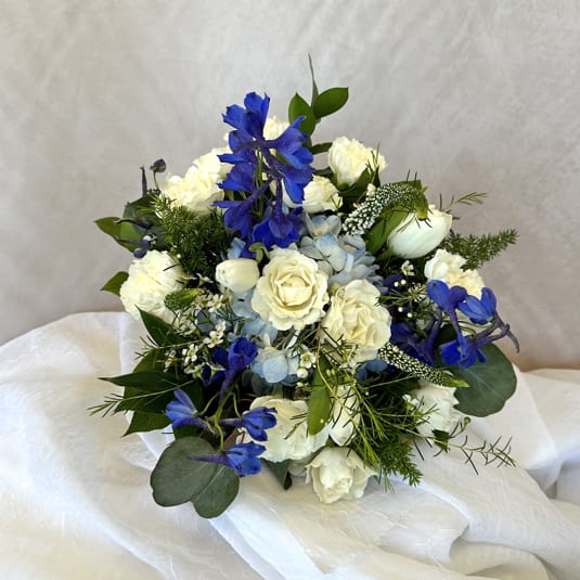 Blue &amp; White Prom Posie  - This Perfect sized posie will be sure the enhance your Prom!