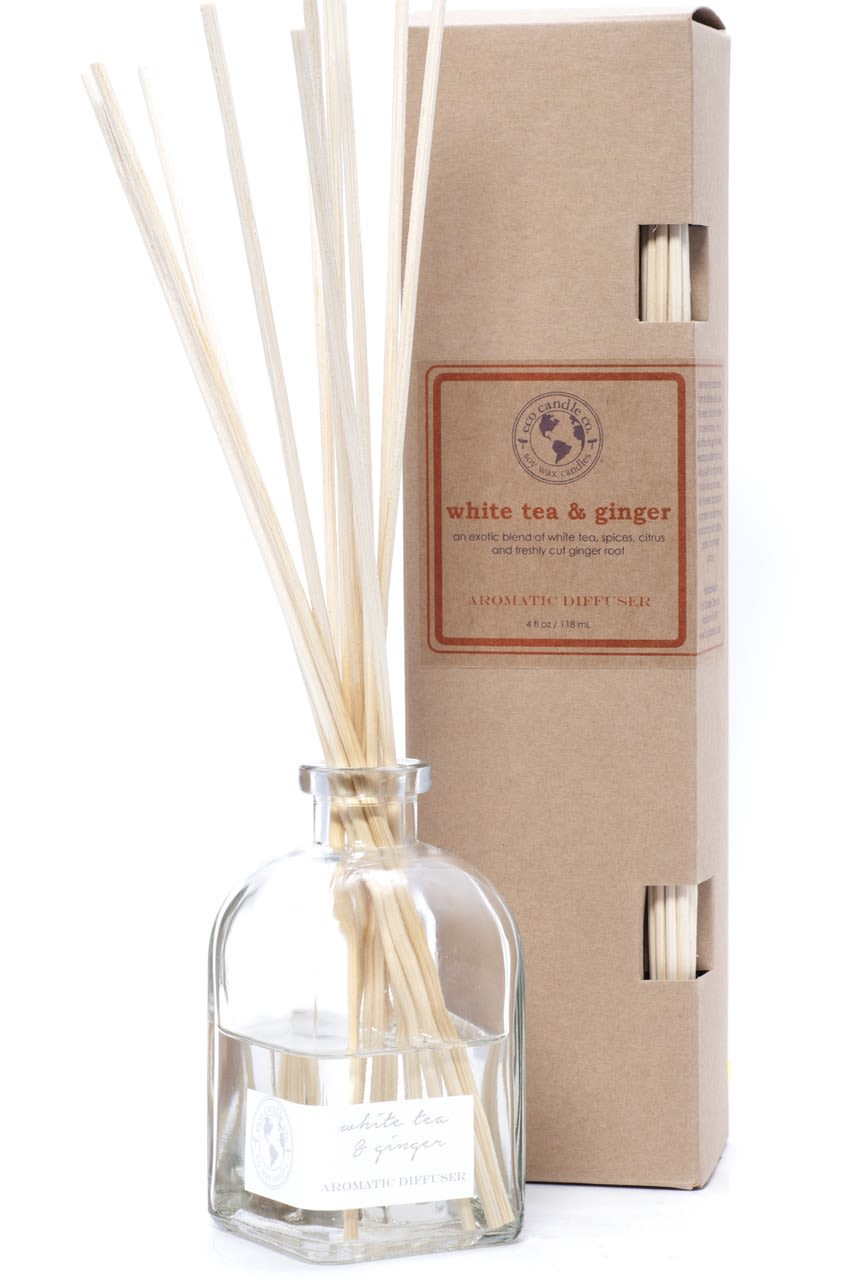 Glass reed diffuser bottle with a cardboard box