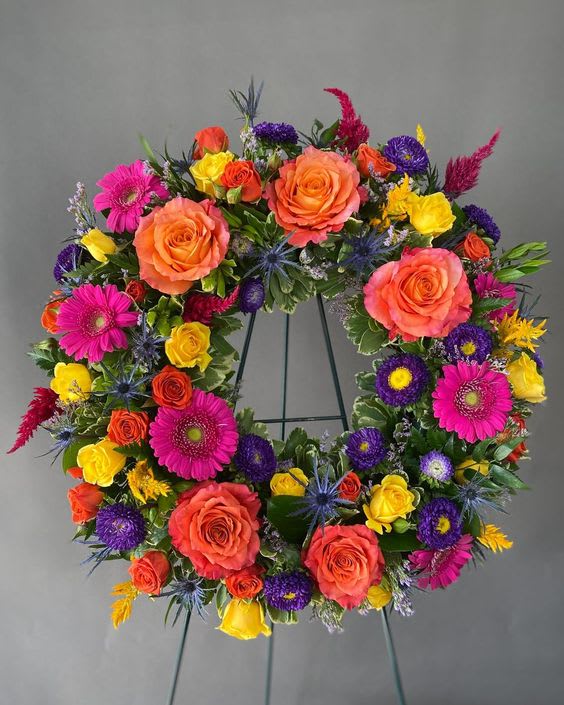 Vibrant Wreath - Celebrate their life in color with this Wreath 