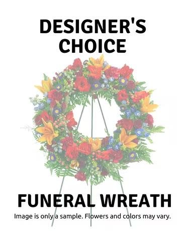 Designer's Choice Funeral Wreath  - Let us Create something Beautiful for that Final tribute for your loved one. Give a us a Color Scheme and we will take it from there