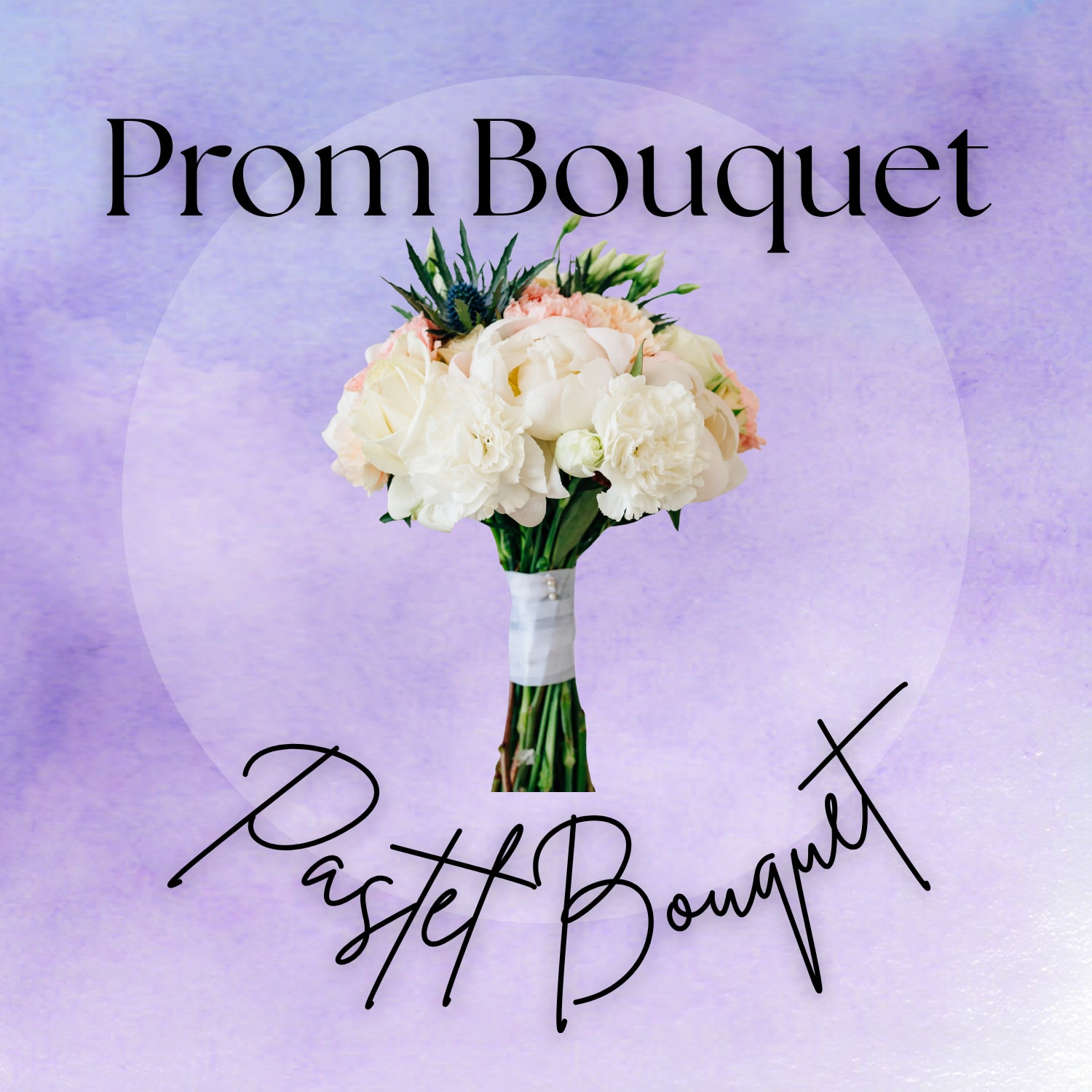 Prom Bouquet - Pastel Designer's choice - A small bouquet, traditionally called a nosegay, designed in a pastel color palette that the designer's pick out themselves, wrapped in ivory ribbon. If you would like a specific color scheme you MUST call the shop and request it if you do not include it in the "special instructions" section of your online order.