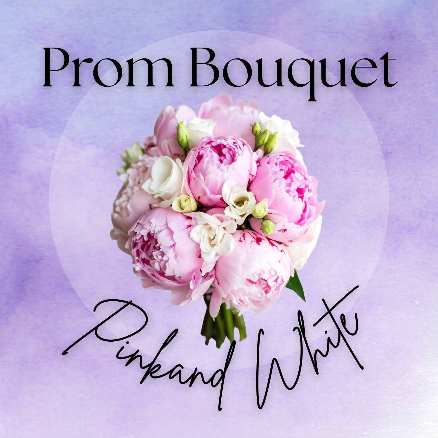 Prom Bouquet - Pink &amp; White Designer's choice  - A small bouquet, traditionally called a nosegay, for prom or a school dance designed with pink and white flowers wrapped in an ivory ribbon.  Specific blooms can be included with at least 14 days' notice, dependent on seasonal availability.