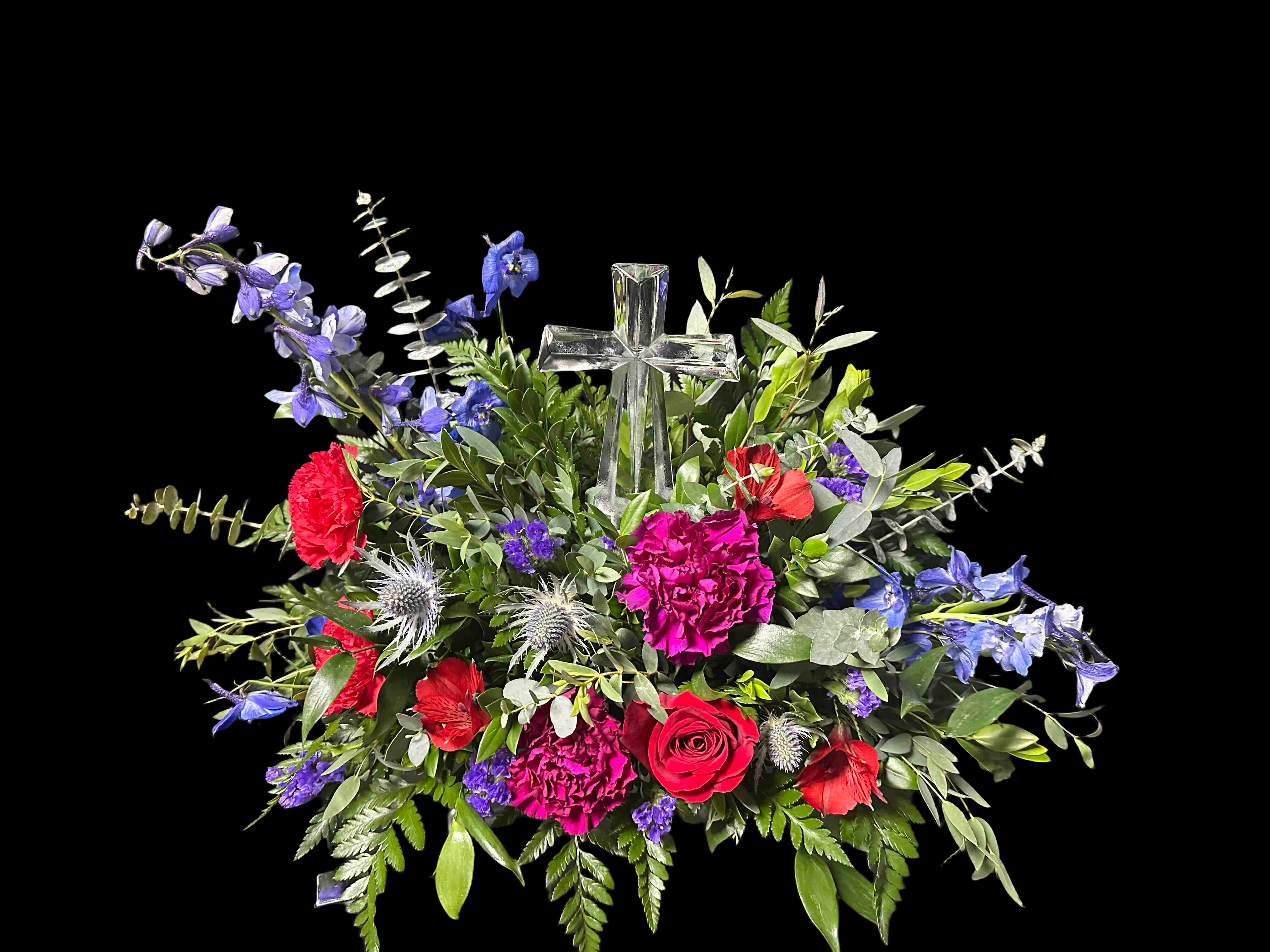 Jewel of Life Bouquet - Crystal Cross Bouquet with jewel toned flowers