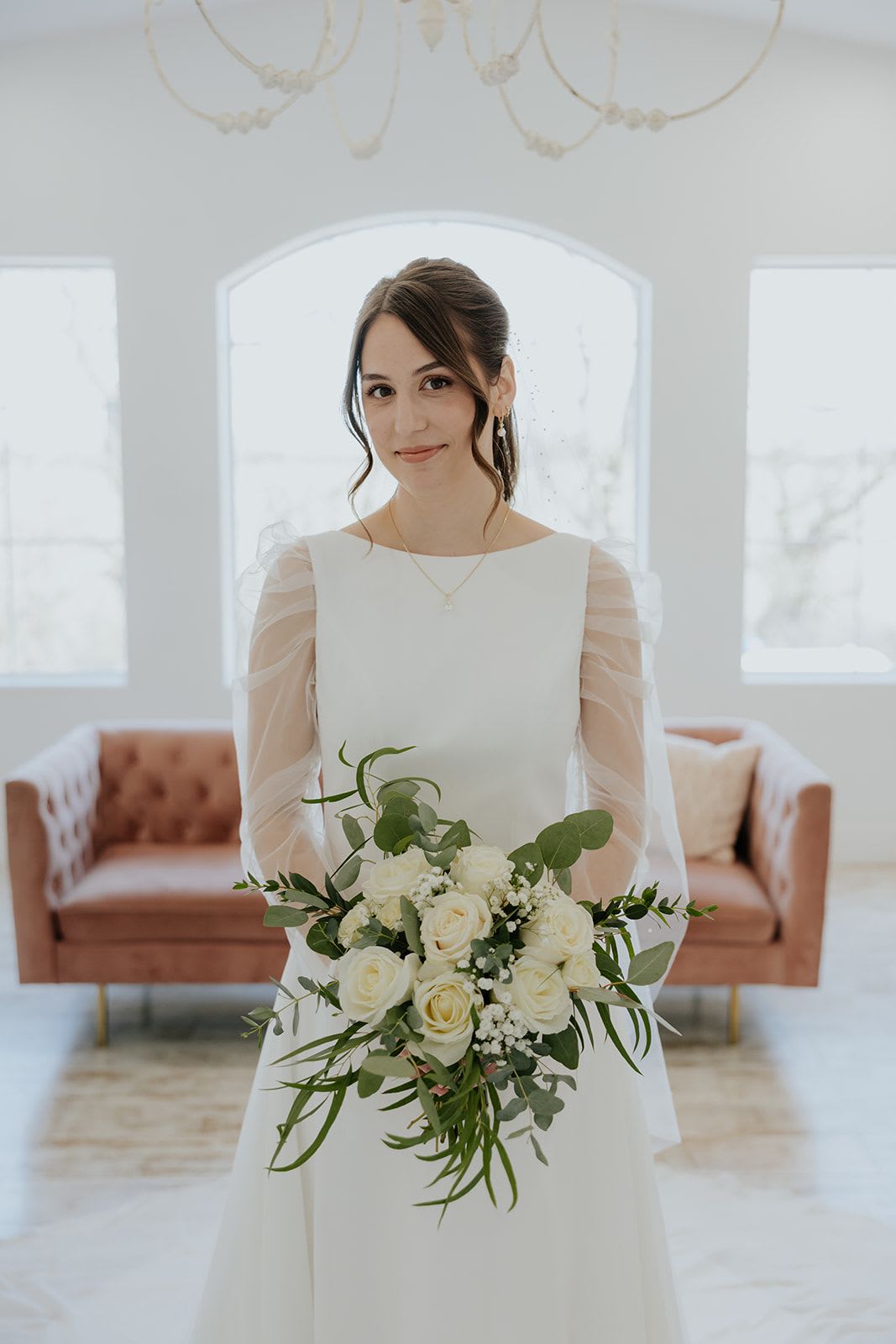 White Rose Bridal Bouquet - Classy white rose bouquet with baby's breath