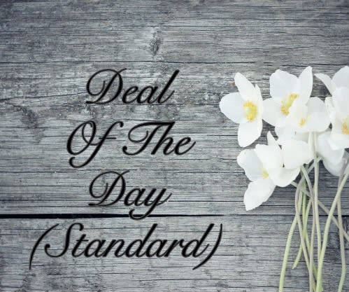 White flowers with yellow centers beside the words "Deal Of The Day (Standard)"