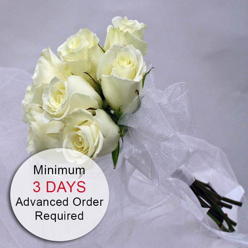 Prom BEST SELLER:  Formal Handheld Nosegay (Customizable) - Wow your date this year with our simple, yet elegant Rose Nosegay. Perfect for pictures, easy to keep on the table, and take home as a keepsake, this nosegay is a very popular alternative to the smaller rose wristlet and offers GREAT VALUE!!!  Special Instructions: Help us fulfill your order accurately by stating the following during checkout: Color of Flower(s) and Ribbon. If you wish to ask about our color options, please call 808-832-9360.  Key features include:  Elegant Design: A petite 4" handheld nosegay clutch, featuring beautiful white roses.  Versatile Colors: Available in White, Red, Pink, and Yellow roses with your choice of ribbon color. Simply state your preferences in the special instructions.  Perfect for Any Occasion: Ideal for proms, weddings, or any special event where you want to make a memorable impression.  Convenient and Stylish: Small enough to carry easily, yet striking enough to make a statement.  Advance Ordering: Due to the intricacy of this piece, please place your order 3 days in advance.    Celebrate with the timeless beauty of our Rose Nosegay, an elegant and memorable addition to any special occasion.