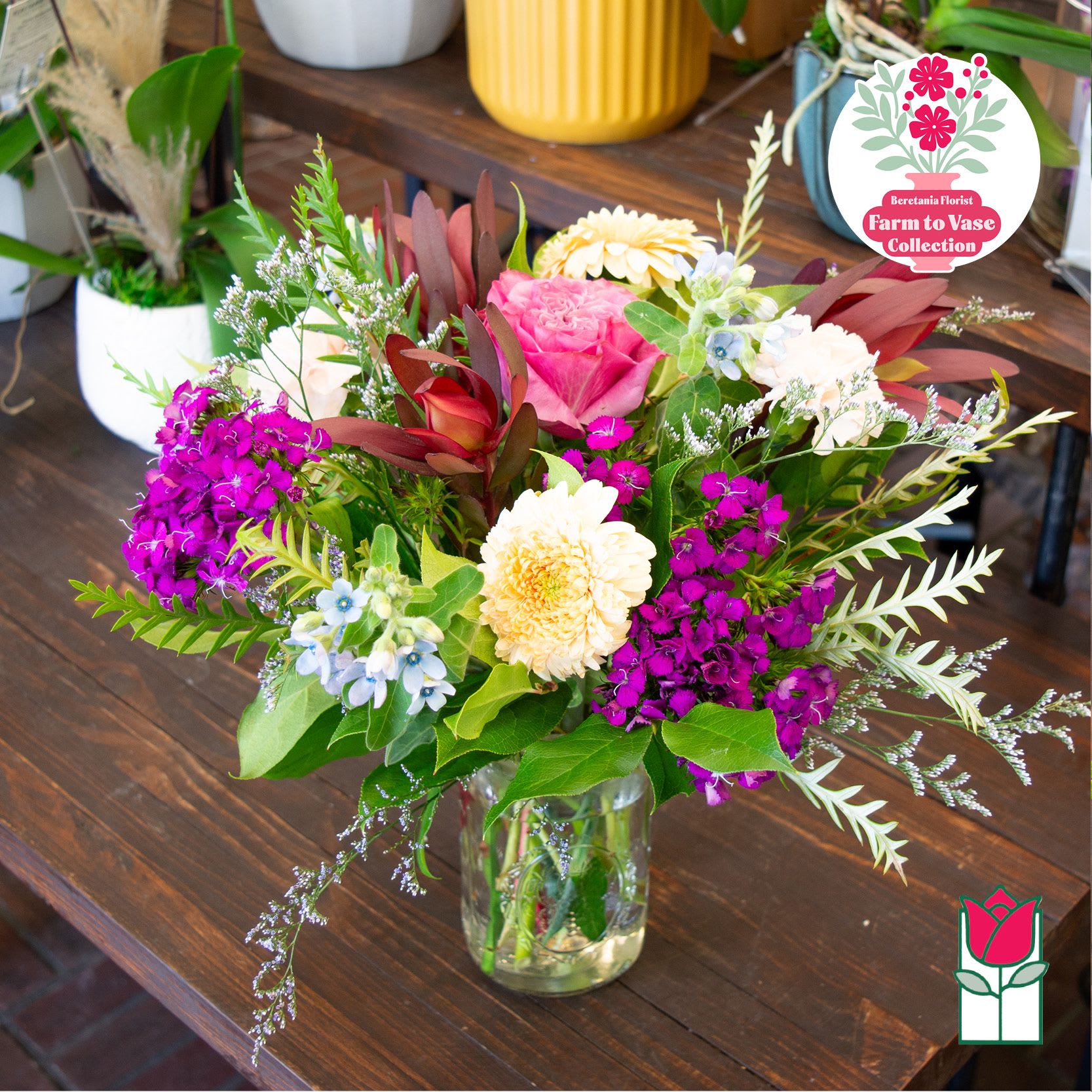 Farm To Vase (Week 55) [Varieties Vary] - Feeling adventurous? Indulge in our Farm To Vase bouquet, a fresh floral masterpiece thoughtfully designed with seasonal buds you won't see in store or on our website everyday. It's our way of sharing with you the best our farms have to offer throughout the year. They're available in limited quantities and for a brief time only, so don't wait too long! And check back regularly to see what's new.