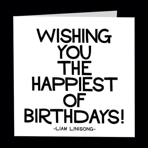 Birthday greeting card with bold black text on white