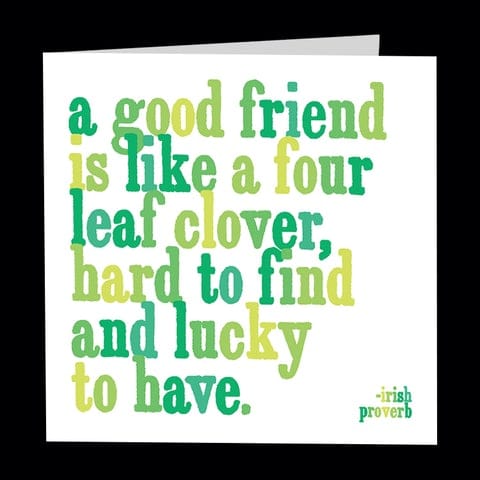 Greeting card with an Irish proverb in green and yellow text