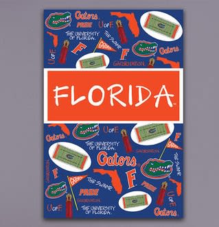 Florida-themed gift wrap with Gators logos and orange Florida text