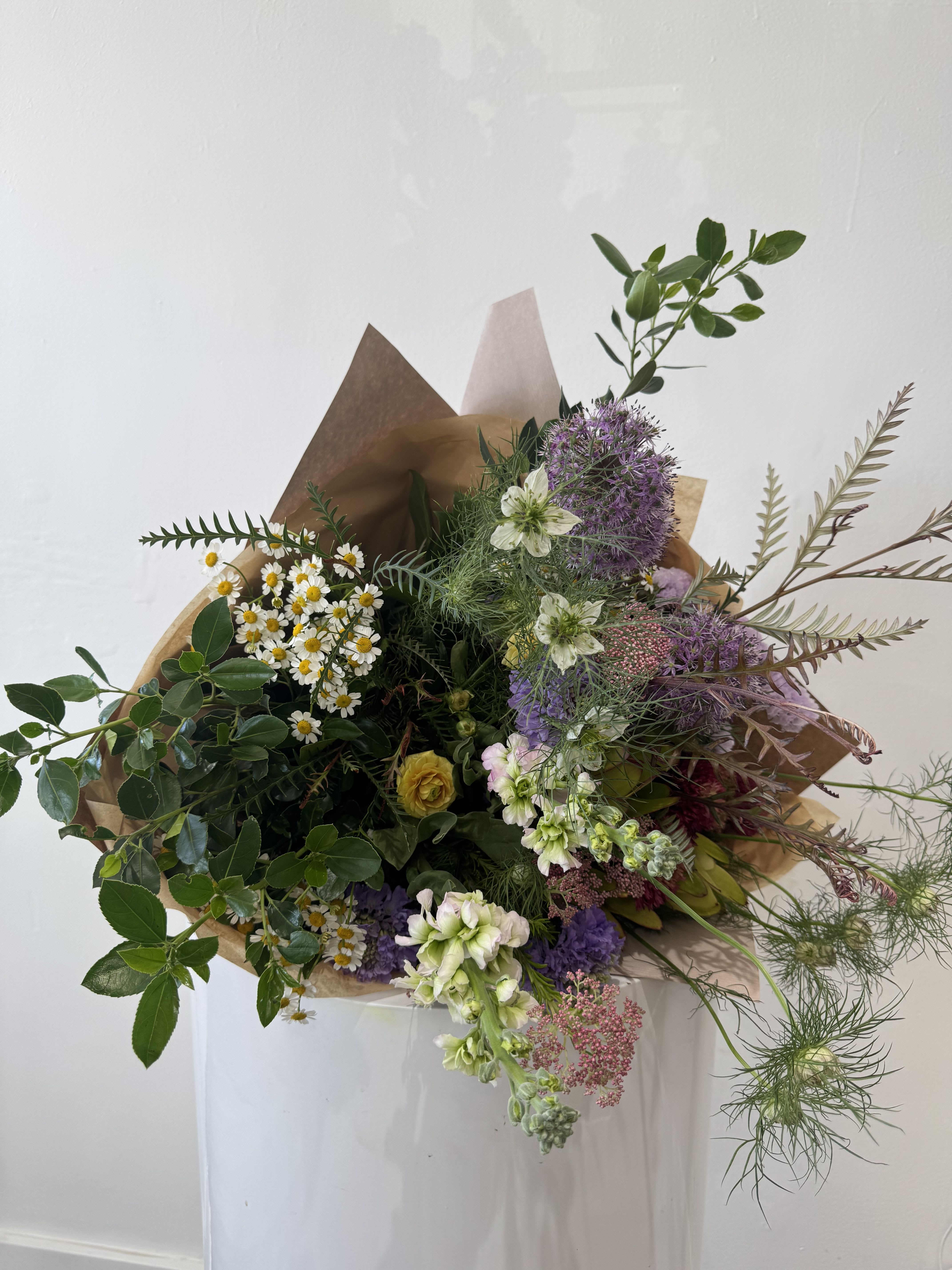 Spring has Sprung - You cannot go wrong with this massive hand-tied garden bouquet.  Full of color, flower variety that is made to last and impress.  Beautiful way to brighten somebody's day.
