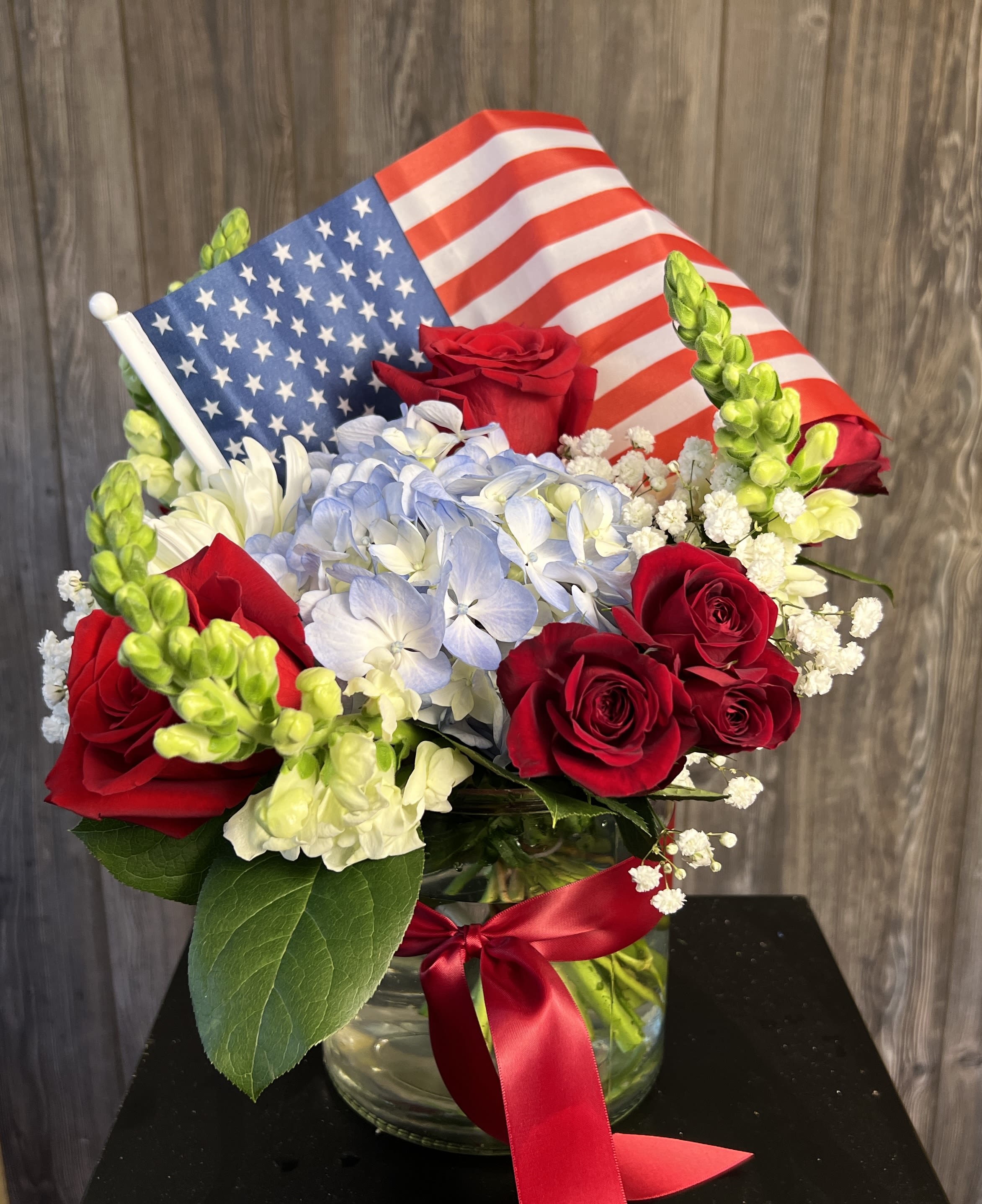 The America 250 Bouquet - Celebrate 250 years of pure awesomeness with this beautiful arrangement in red, white &amp; blue!