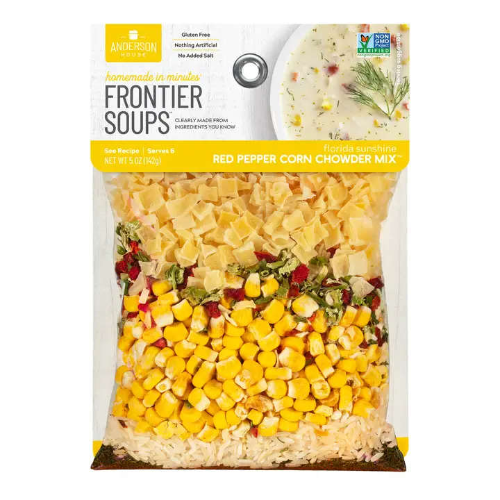 Package of red pepper corn chowder soup mix