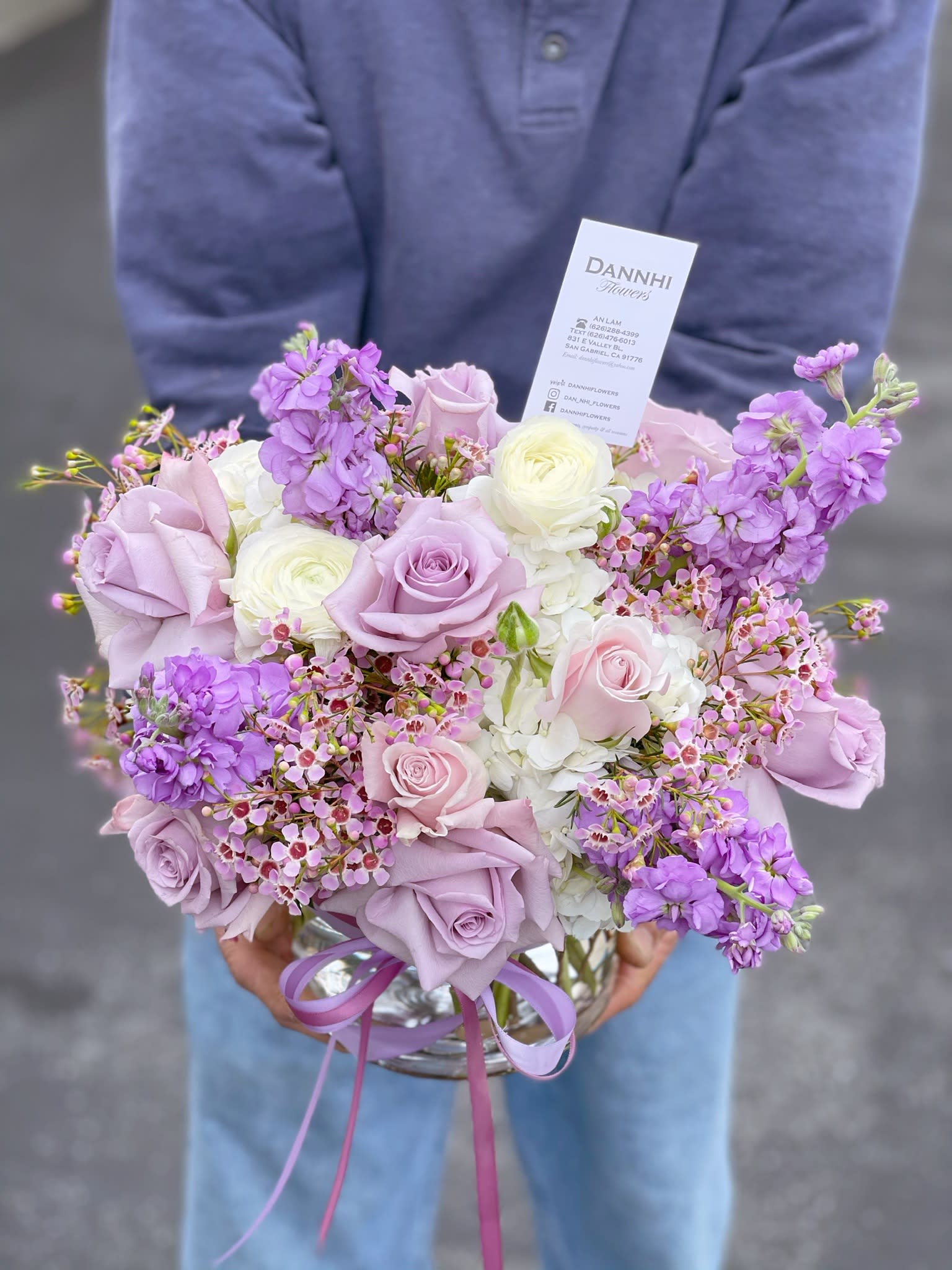 Lavender charm - Photo is STANDARD size. Deluxe will have more roses and bigger size.