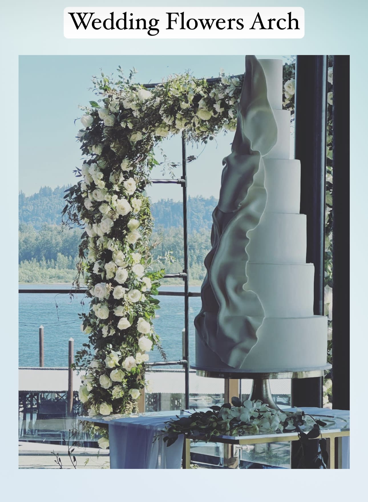 LUXURY WEDDINGS FLOWERS - A breathtaking 10 by 8 ft ,floral arch with lush premium blooms and cascading greenery ,creating an unforgettable statement of elegance elevated celebration. Pricing varies based on the volume of flowers and level of floral density selected ,ensuring a truly lush and elevated design .