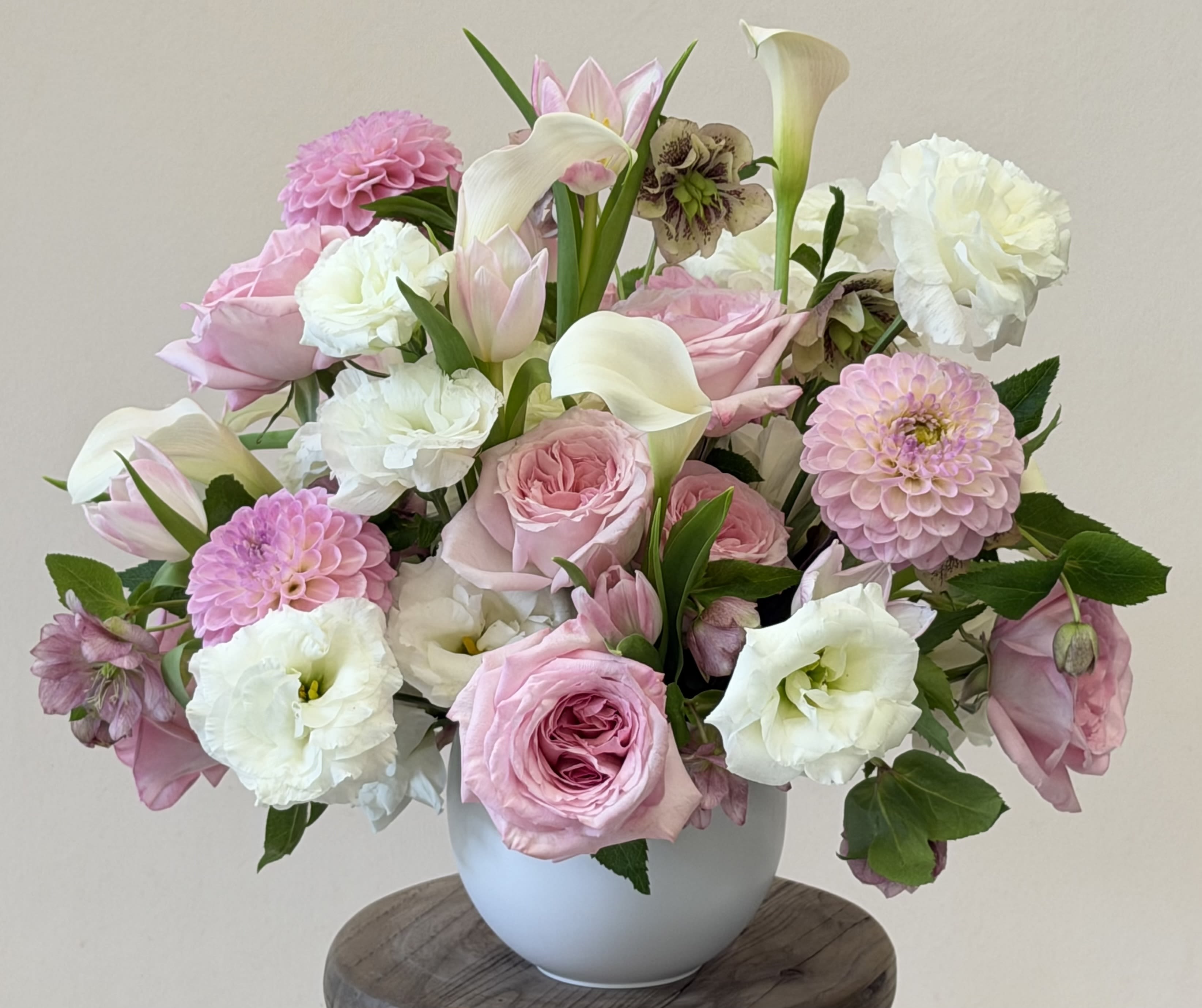 The Mini Arrangement. - A smaller, piped down Arrangement with all of the flair &amp; wow factors still intact.  Note, pending petal availability, this Gal will for sure be customized by our fabulous Designers with seasonal petals.  We will for sure keep this color palette in tact as well.