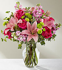 Eckert Florist's FTD Pink Posh Bouquet - The FTD® Pink Posh™ Bouquet is chic and pink to help you celebrate life's most treasured moments in style! Presented in a clear glass vase, this blushing fresh flower arrangement is ready to send your sweetest wishes. *Flower variety and color may vary.