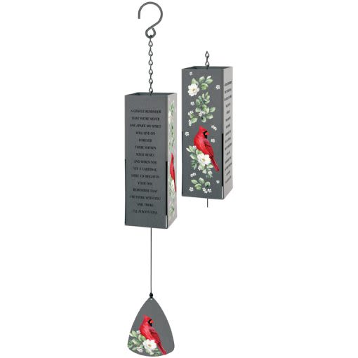 Eckert Florist's "With You" Harmony Square Bell Wind Chime *Our Local Delivery Only - Our Harmony Bell chime’s are made of UV printed steel and metal with an industrial cord. They have an adjustable striker. Chime reads: "A gentle reminder that we’re never far apart, my spirit will live on forever there within your heart – And when you see a cardinal here to brighten your day, remember that I’m there with you and I’ll always stay." L: 26 1/2", W: 3 1/4", D: 3 1/4"
