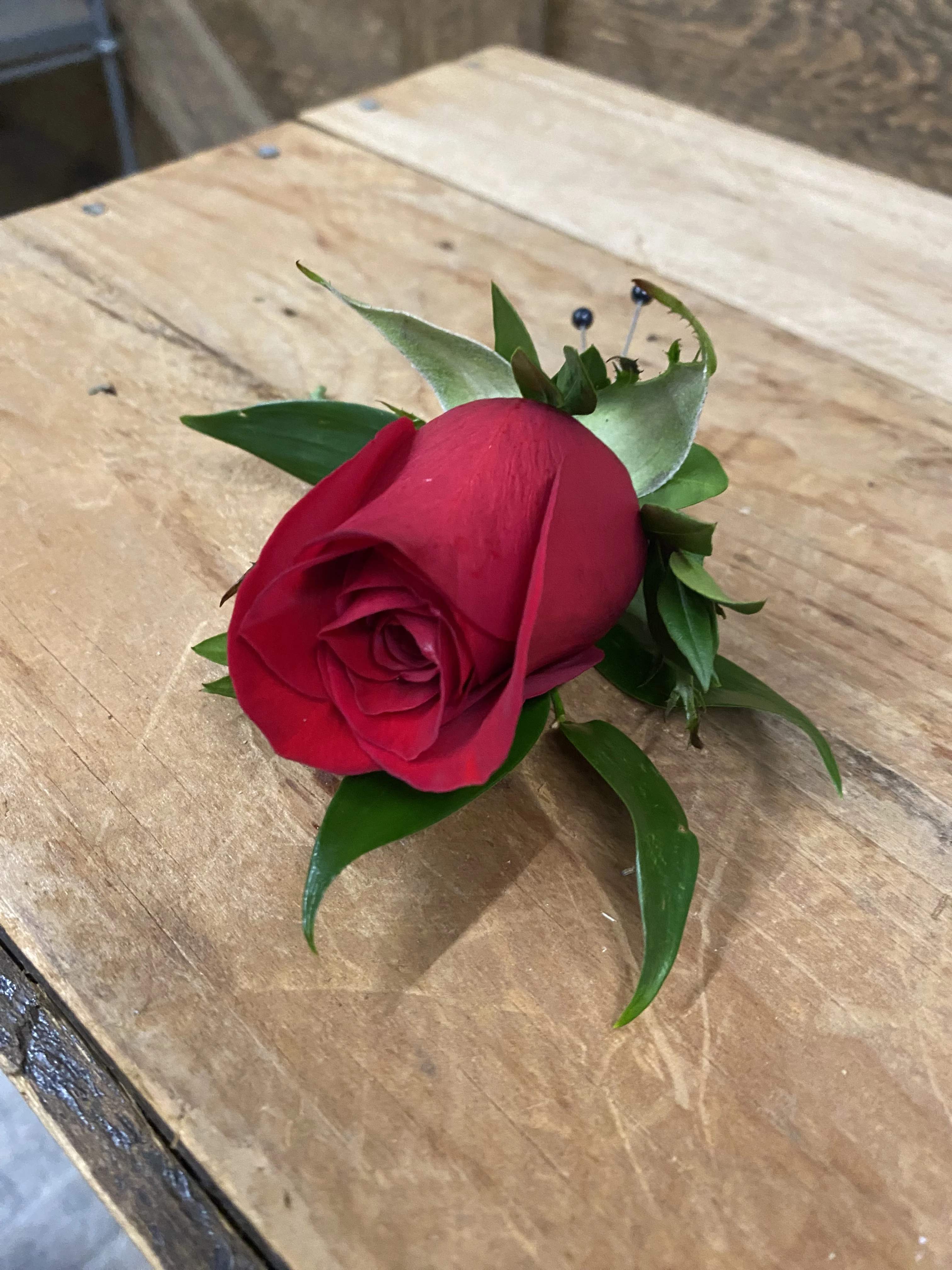 Red Rose Boutonnière by BloomNation™  - A classic red rose boutonnière that compliments any suit. Perfect for prom, formal or wedding events.