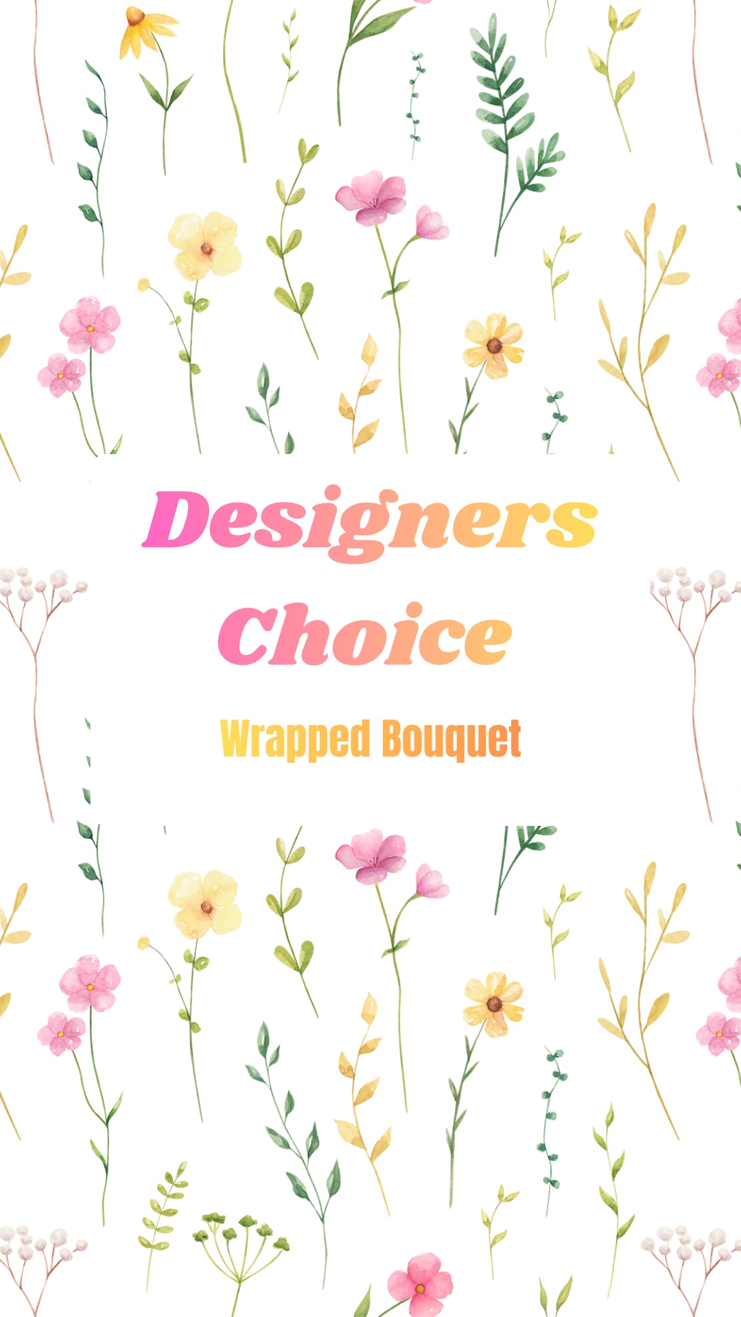 Designer's Choice : Wrapped Bouquet  - A wrapped bouquet made using the freshest flowers of the day. PLEASE NOTE: Designer's Choice product image does not necessarily reflect the finished item. This product consists of seasonal, market-fresh flowers, which will vary by the day.   -No vase included-