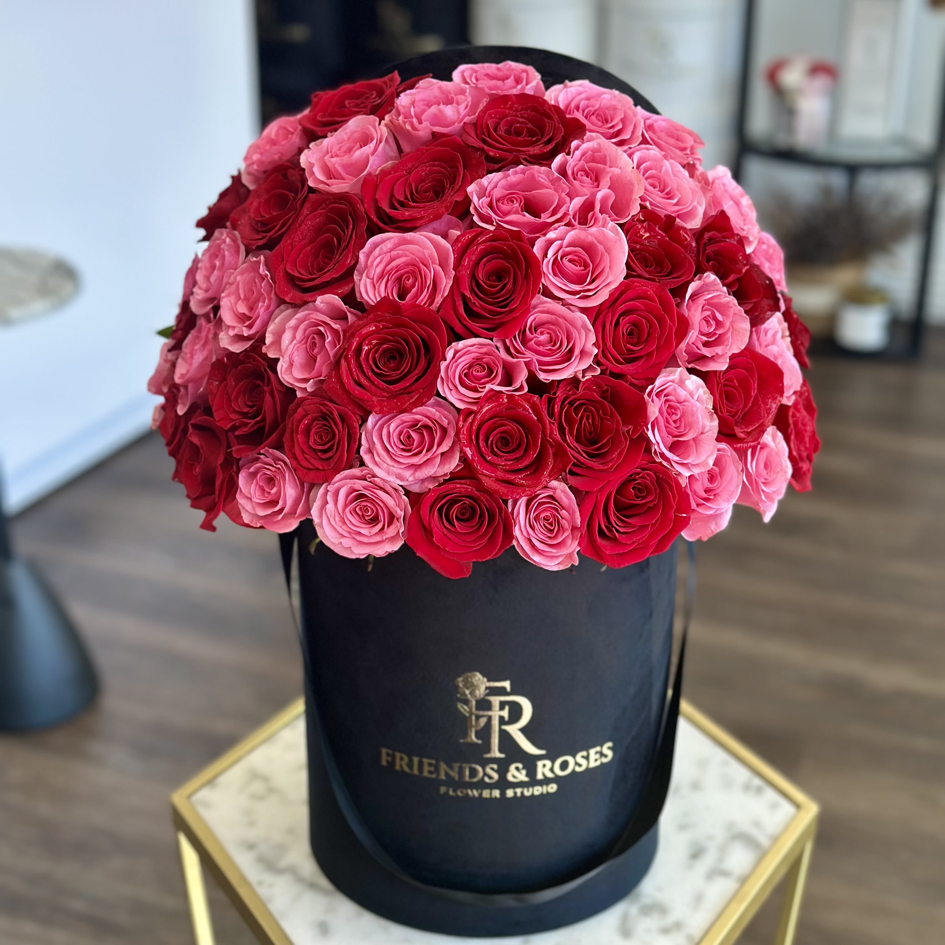 Berry Romance - A beautiful arrangement of premium red and pink roses arranged in a signature box. This romantic design symbolizes love, admiration, and elegance - perfect for birthdays, anniversaries, or a special surprise.