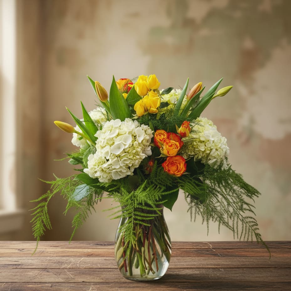 Sunshine Day - Sunshine Day Bouquet  Brighten someone's day with the radiant charm of our "Sunshine Day" bouquet from Specialty Floral Design, your local Olympia, WA florist. This vibrant arrangement is designed to lift spirits and bring joy with its sunny yellow hues. Yellow is a color known for its uplifting and energizing qualities, making it the perfect choice to cheer up anyone feeling under the weather, recovering from illness, or simply in need of a mood boost.  Special Instructions? Let Us Know At Specialty Floral Design, we are passionate about personalization. If there’s anything you’d like to change about the bouquet or if you have specific preferences, please fill out the "Special Instructions" box when placing your order. We love to tailor our creations to meet your unique desires and ensure that each floral arrangement is as unique as the recipient's.  About Specialty Floral Design Located in the heart of Olympia, WA, Specialty Floral Design is more than just a flower shop. We are creators of memories and conveyors of emotions. Serving not only Olympia but also the neighboring communities of Tumwater, Lacey, Shelton, and Chehalis, we pride ourselves on crafting floral masterpieces that encapsulate emotions and celebrate life’s special moments. 