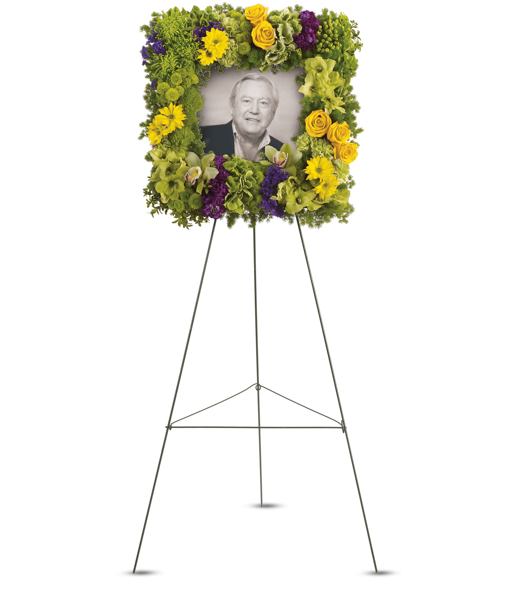 Richly Remembered - If you are lucky enough to have a treasured photograph, or other memento of someone dear, this is such a lovely way of sharing your memories with others. Pretty blossoms and greenery create a beautiful framework for your tribute. T255-2A 