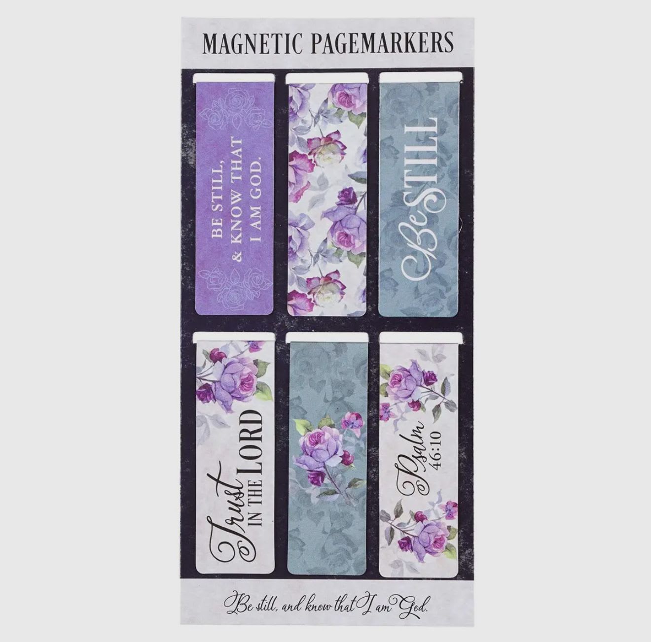 Pack of floral magnetic bookmarks with Bible verses