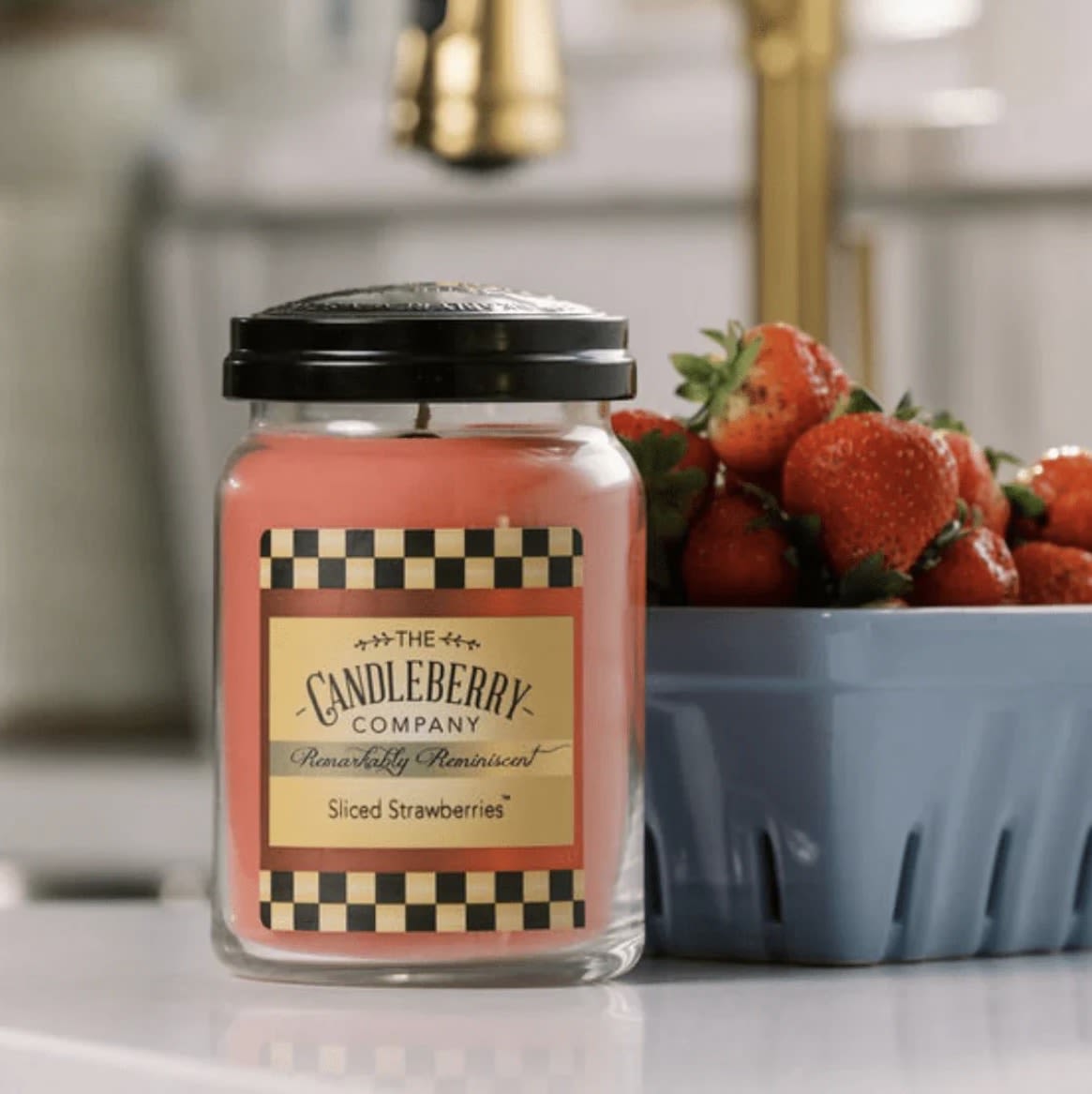 Sliced Strawberries™ - Large Jar Candle - Description: Sliced Strawberries is a vibrant fragrance that captures the essence of sun-ripened strawberries, bursting with the sweet flavor of summertime, making it a perfect delight for your senses.   Scent Notes: Top: Sweet Strawberries, Lemon Zest, Mint Sprig Middle: Earthy Greens, Fresh Herbs Base: Fig Leaf, Rhubarb  Product Details: Burn Time: 135-155 hours Wax Info: Soy Blend Wicks: Single wick - 100% lead-free Produced: Proudly Made in the USA Formula: Made with Advanced Fragrance Technology, Highly Scented, Clean burning