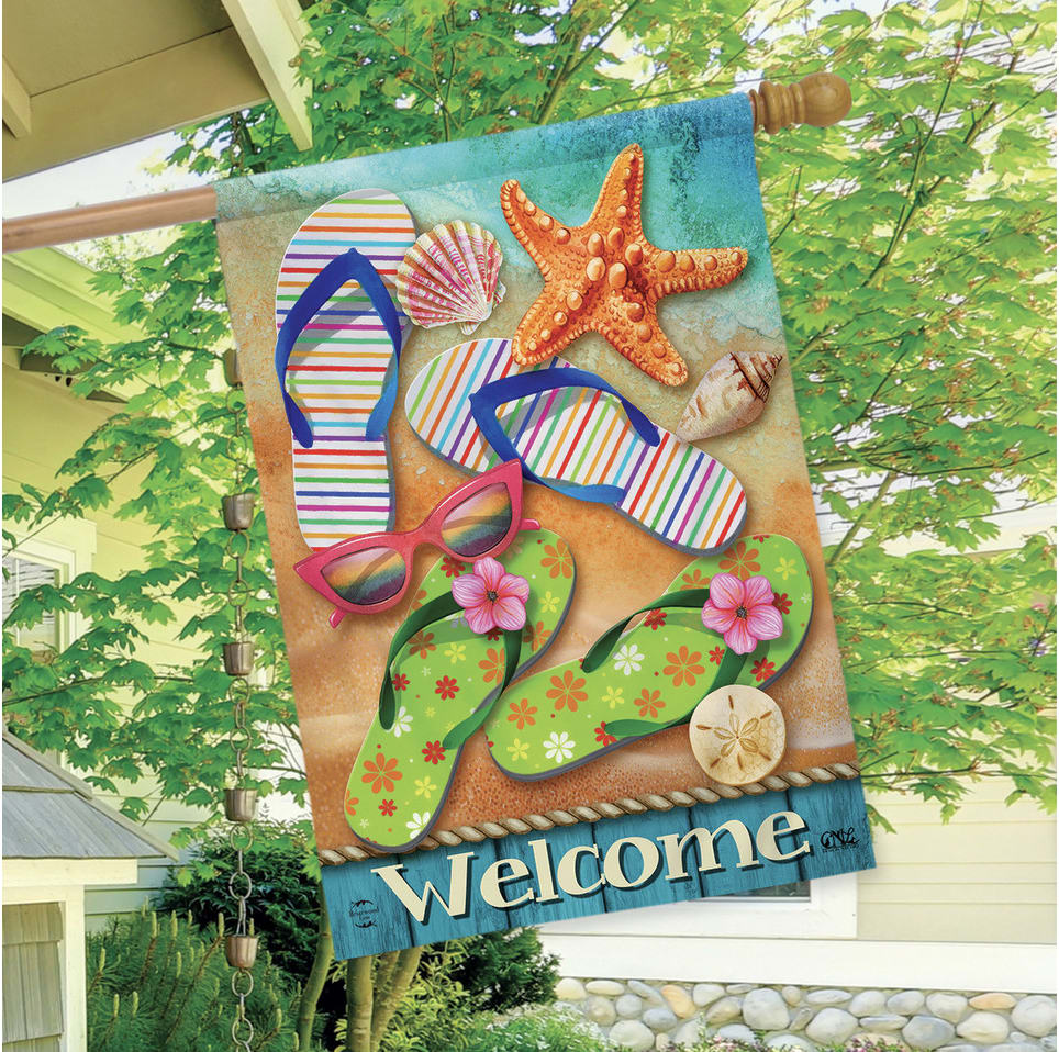 Surfside Flip Flops House Flag - House Flag - 28"x 40"
