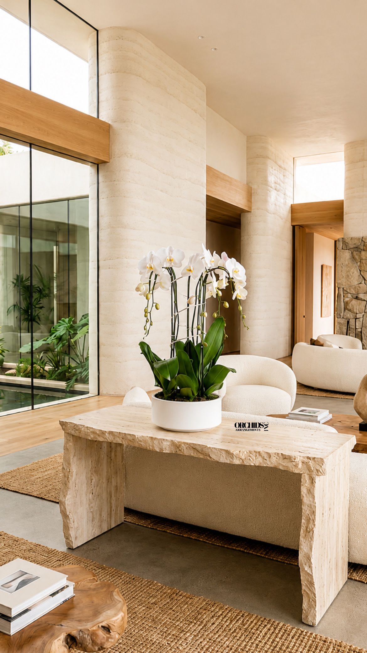  White Phalaenopsis Orchid Arrangement – 5 Stem Luxury Design - Five Luxury White Phalaenopsis orchid Arrangement designed for gifting with a White Vase 12” x 6”. We offer flower delivery, same day flower delivery, orchid delivery, and same day orchid delivery in Miami Dade Broward and Palm Beach. 