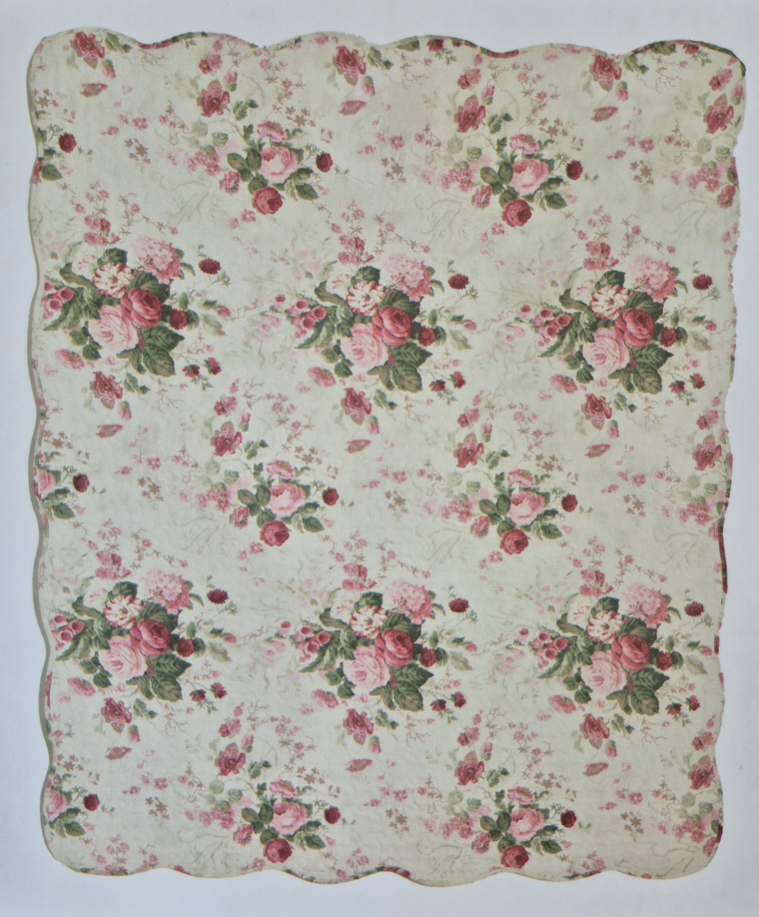 Pink and White Rose Quilted Throw - This throw takes you to times of comfort, family and home. Pink and White Rose Quilted Throw is double sided.  Beautiful throw for Sympathy, Just Because or Birthday. 50 x 60 Easel is 15.00 extra, Choose Deluxe to add easel to order for presentation.
