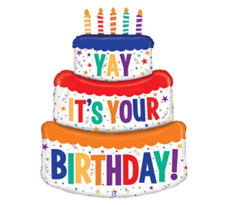 48" It's Your birthday Cake Mylar - Select this grand and colorful birthday cake mylar balloon.