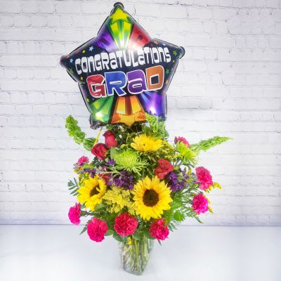 Graduation Day Bouquet - Every graduate deserves a day to celebrate and we've got just the gift!  Even included a festive balloon for an extra special way to remember their milestone!