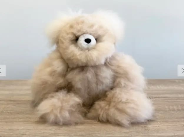 21" Large Alpaca Stuffed Animal - Bear - Our handmade, one-of-a-kind, alpaca stuffies are probably the softest thing you will ever experience! Made from natural alpaca fiber, available in caramel. 