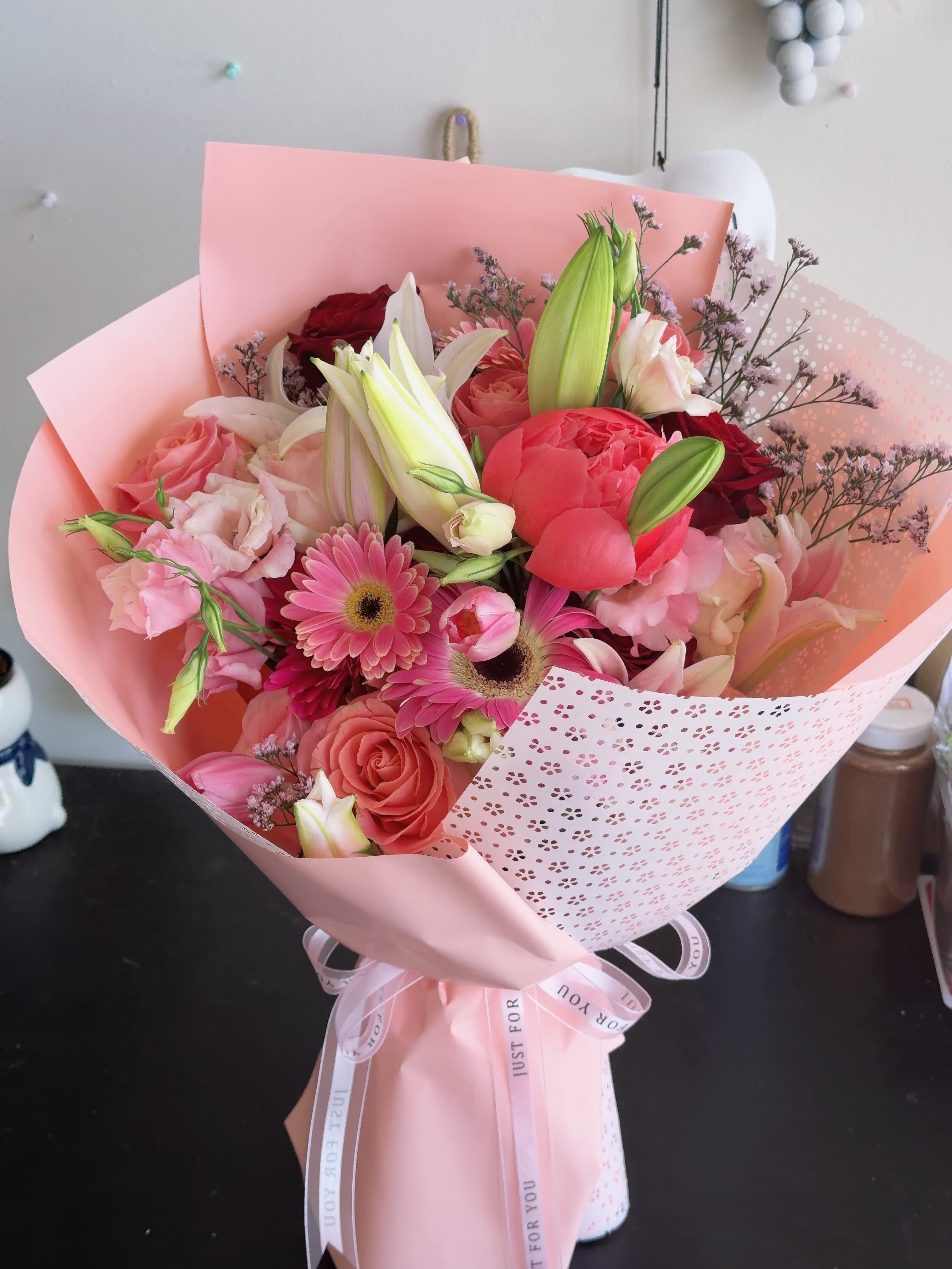 Blush Bloom - Blush Bloom Bouquet A soft and elegant bouquet in dreamy pink tones, designed to bring warmth, romance, and gentle beauty to every moment.  Each bouquet is handcrafted with seasonal fresh flowers and wrapped with care. Due to the seasonal nature of peonies, similar blooms may be substituted when unavailable while keeping the same color palette and overall style.