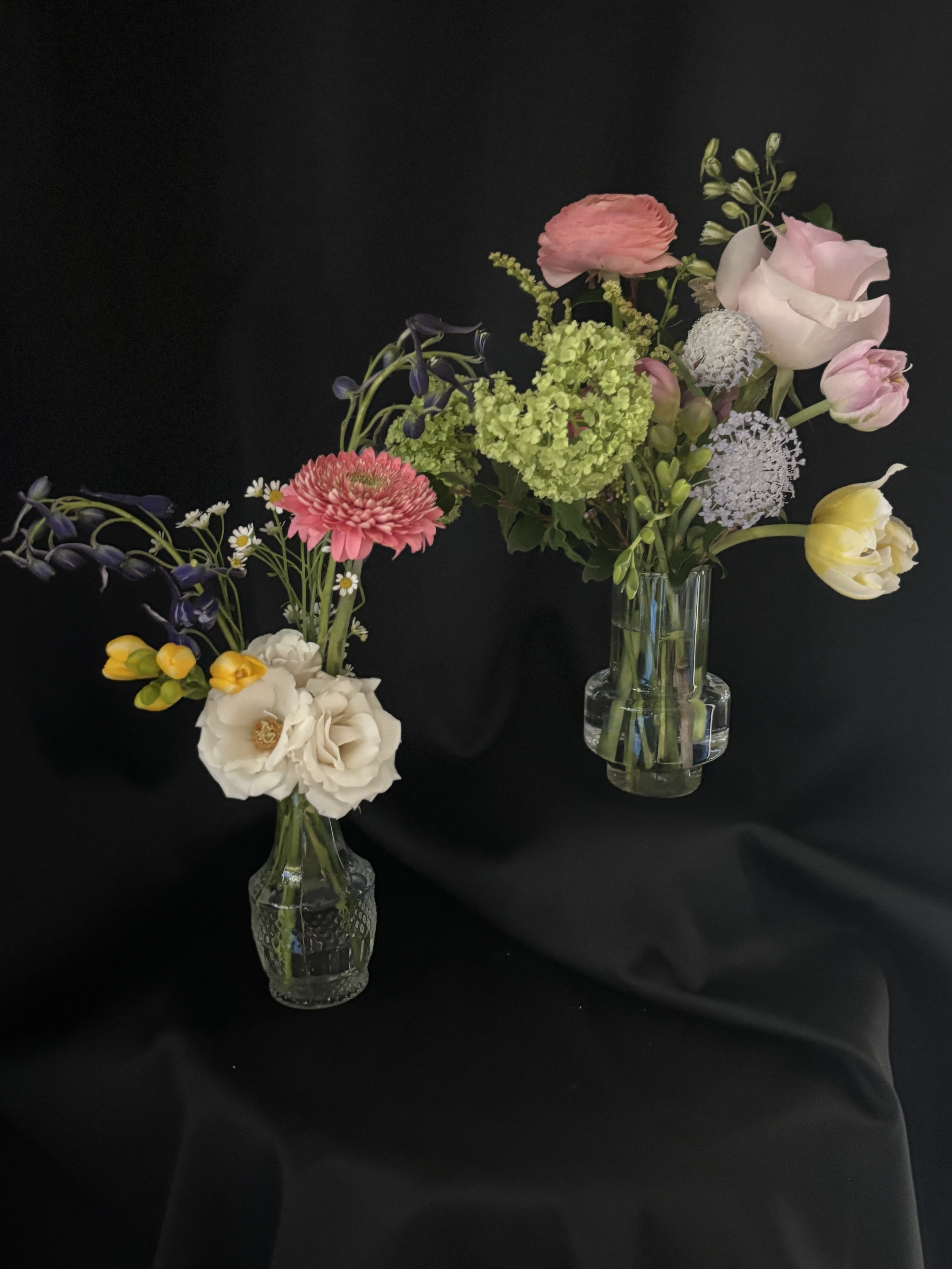 DESIGNER'S CHOICE, PETITE BUD VASE - Pick your palette for this adorable bud vase!  A perfect gift for anyone.  Yours may look different based on availability of flowers.  Picture shown reflects size and volume.  