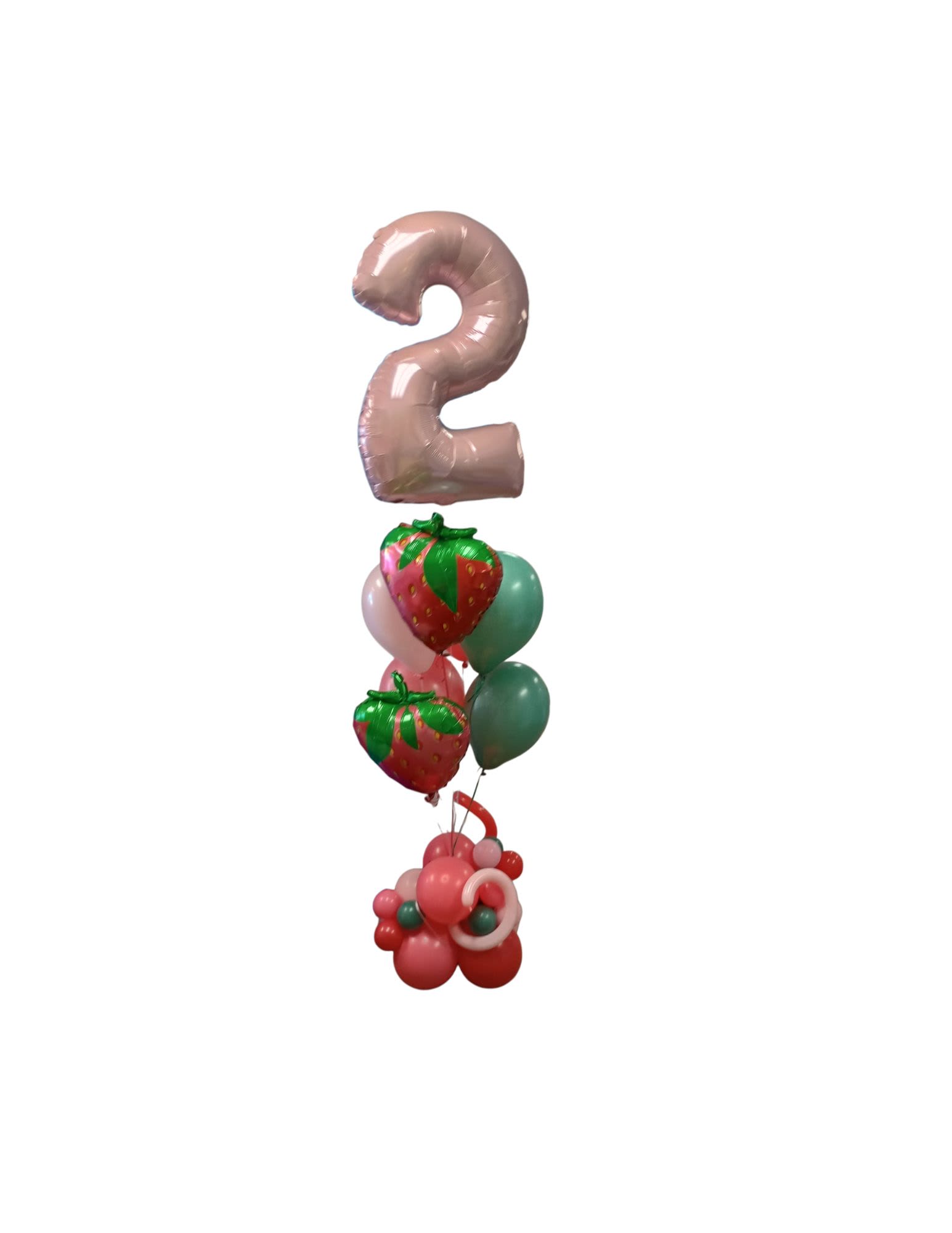 Berryful Number Bouquet  - Single number, strawberry balloons sitting on a berry cute base.  Great for birthdays!   Please let us know the number in the additional comments section 