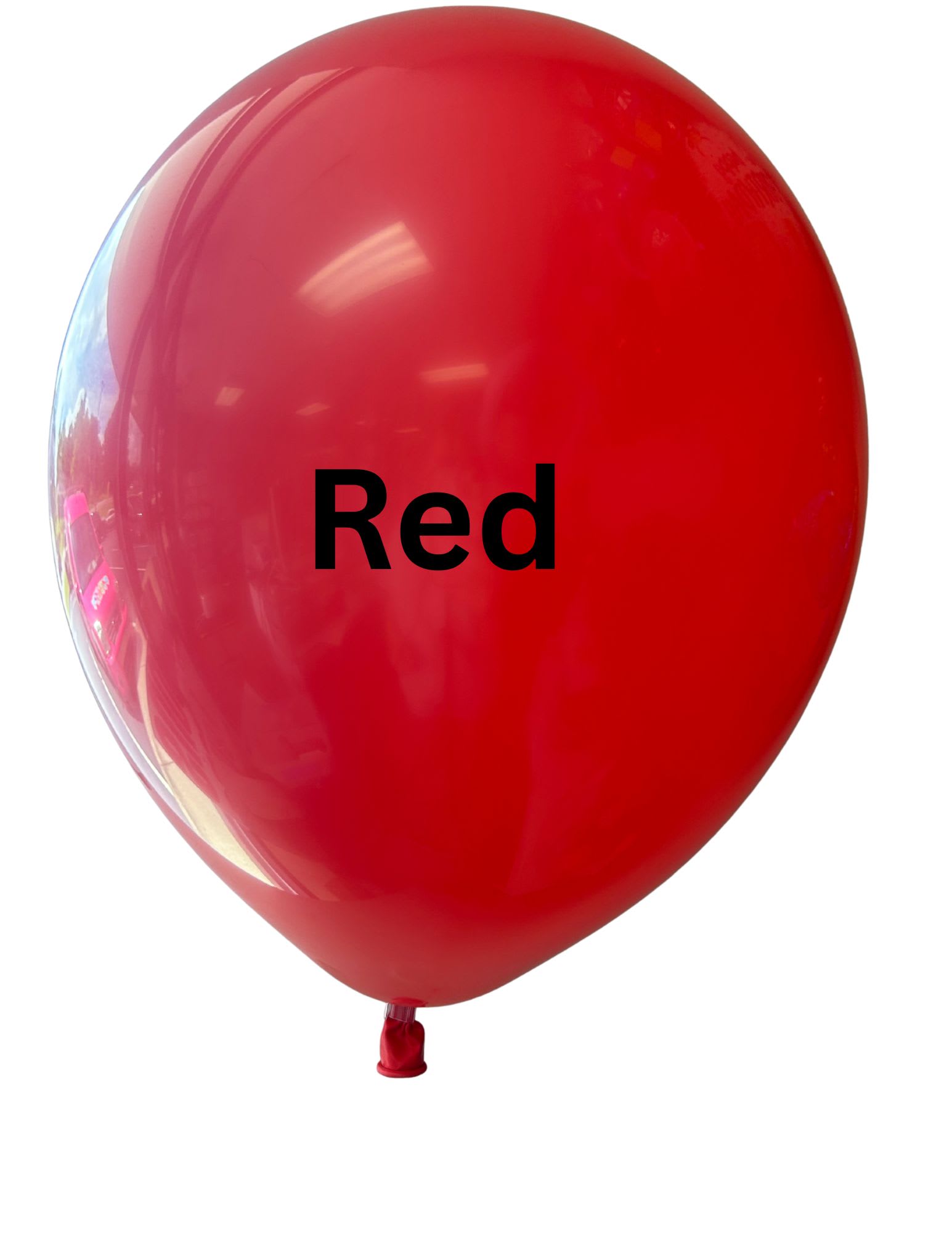 Red balloon with the word Red printed on it