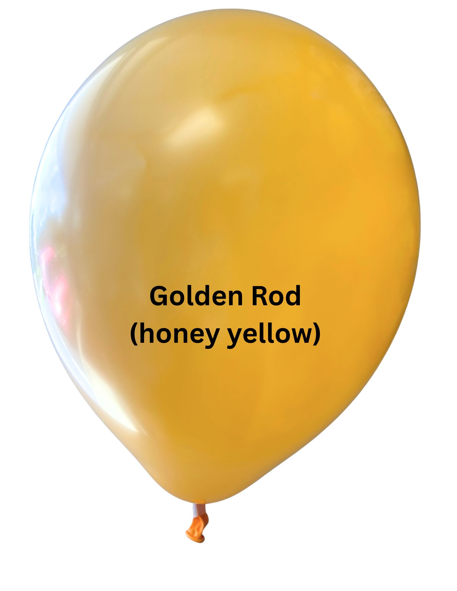 Single honey-yellow balloon with printed text