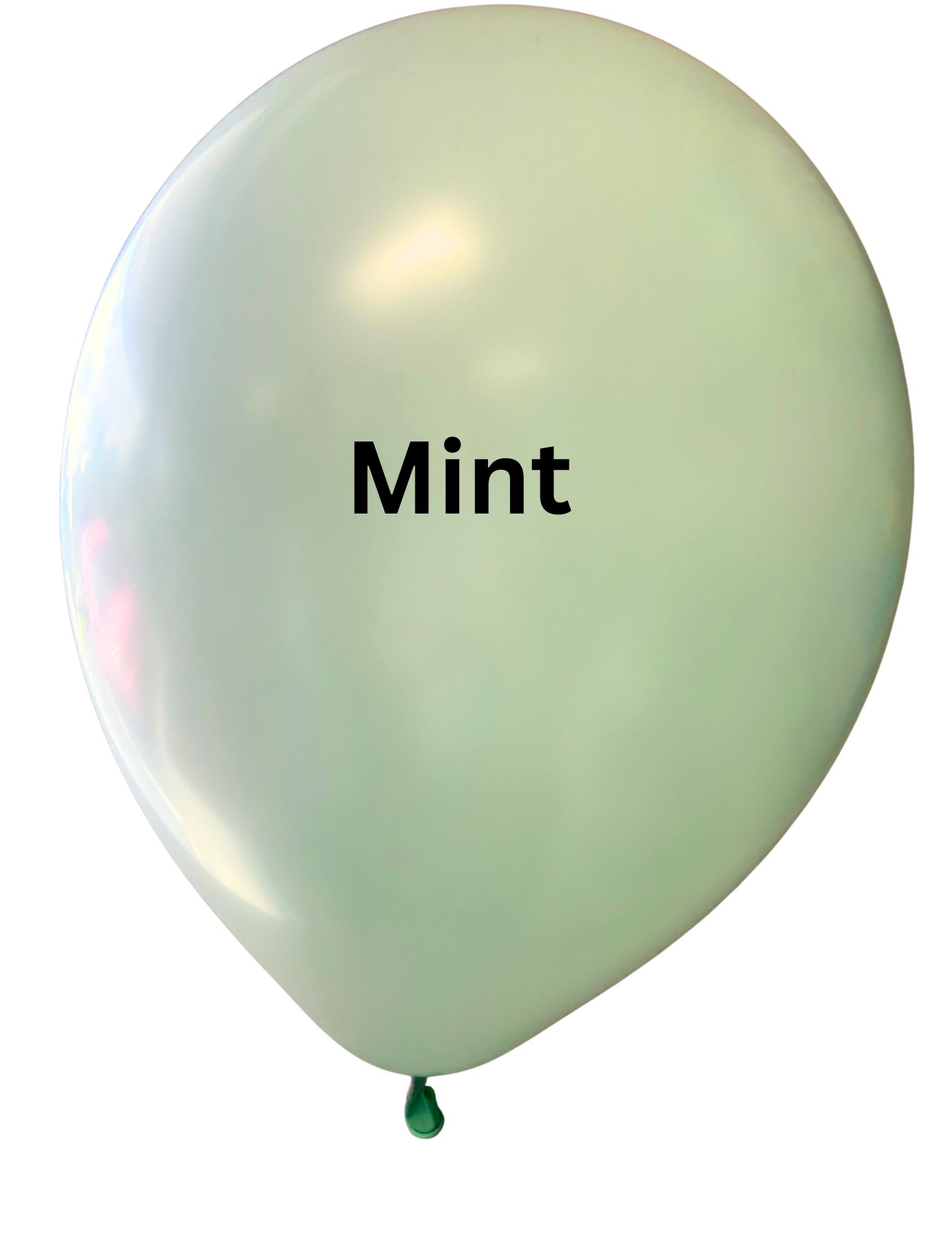 Mint green balloon with the word Mint printed on it