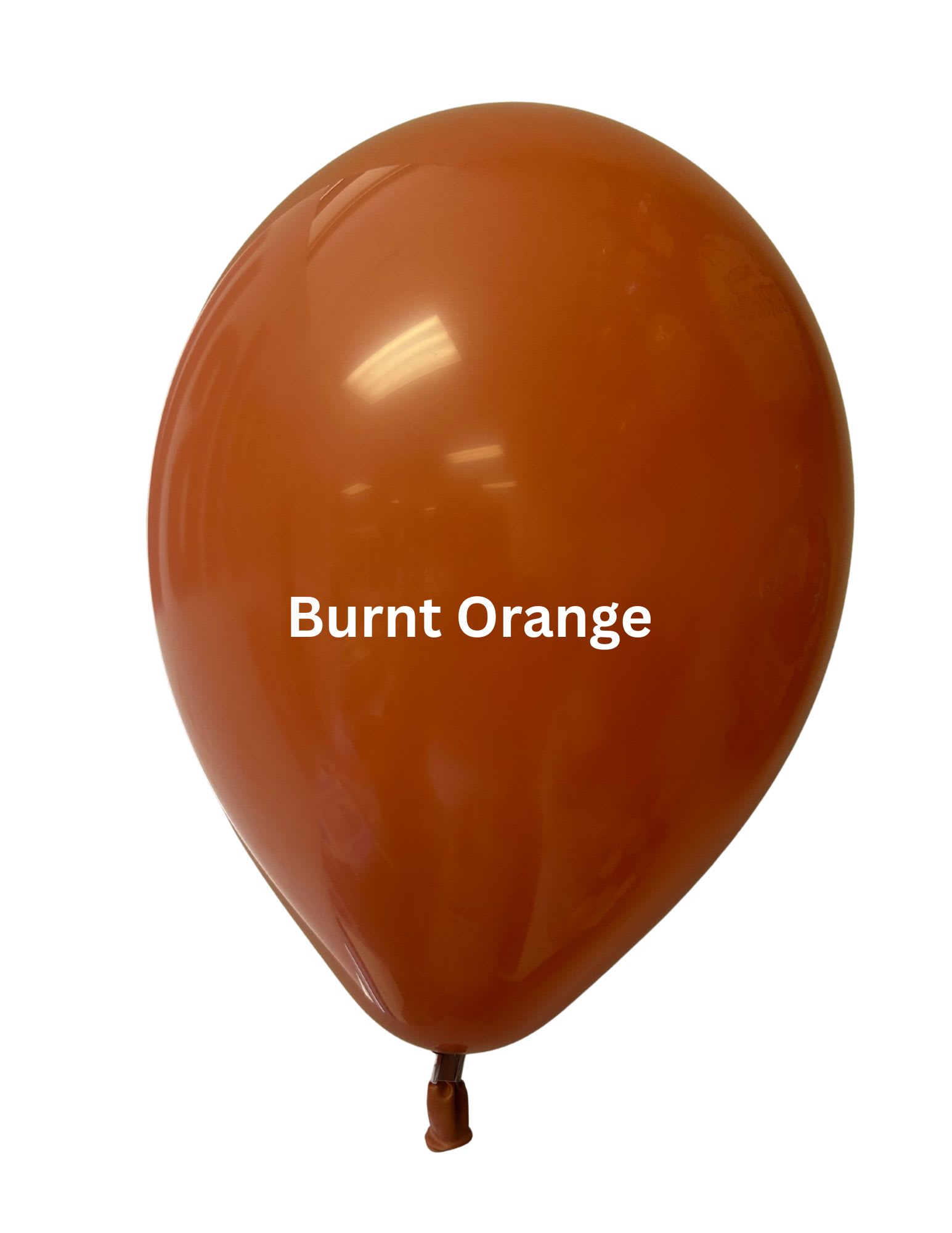 Single burnt orange balloon on a white background