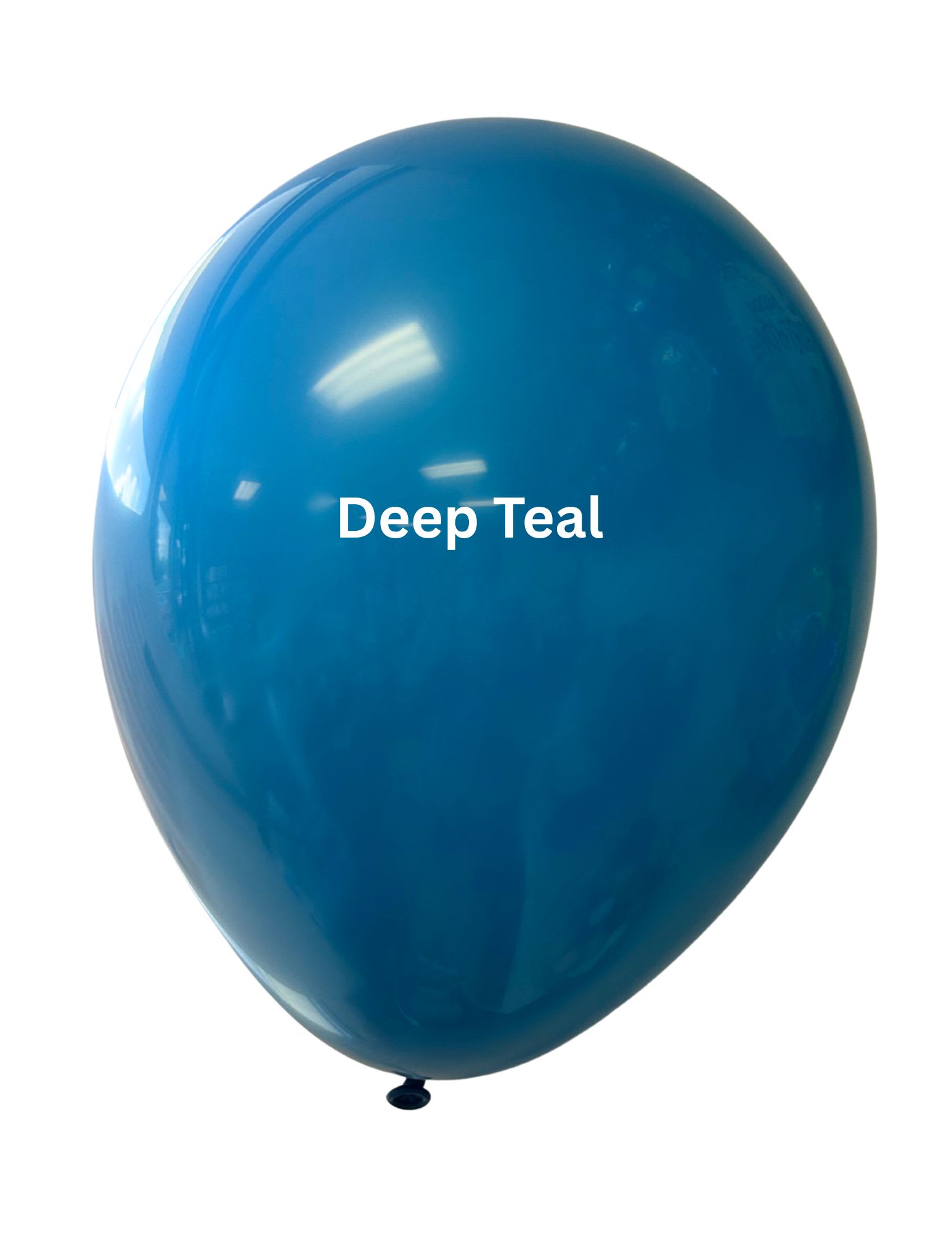 Single deep teal balloon on a white background